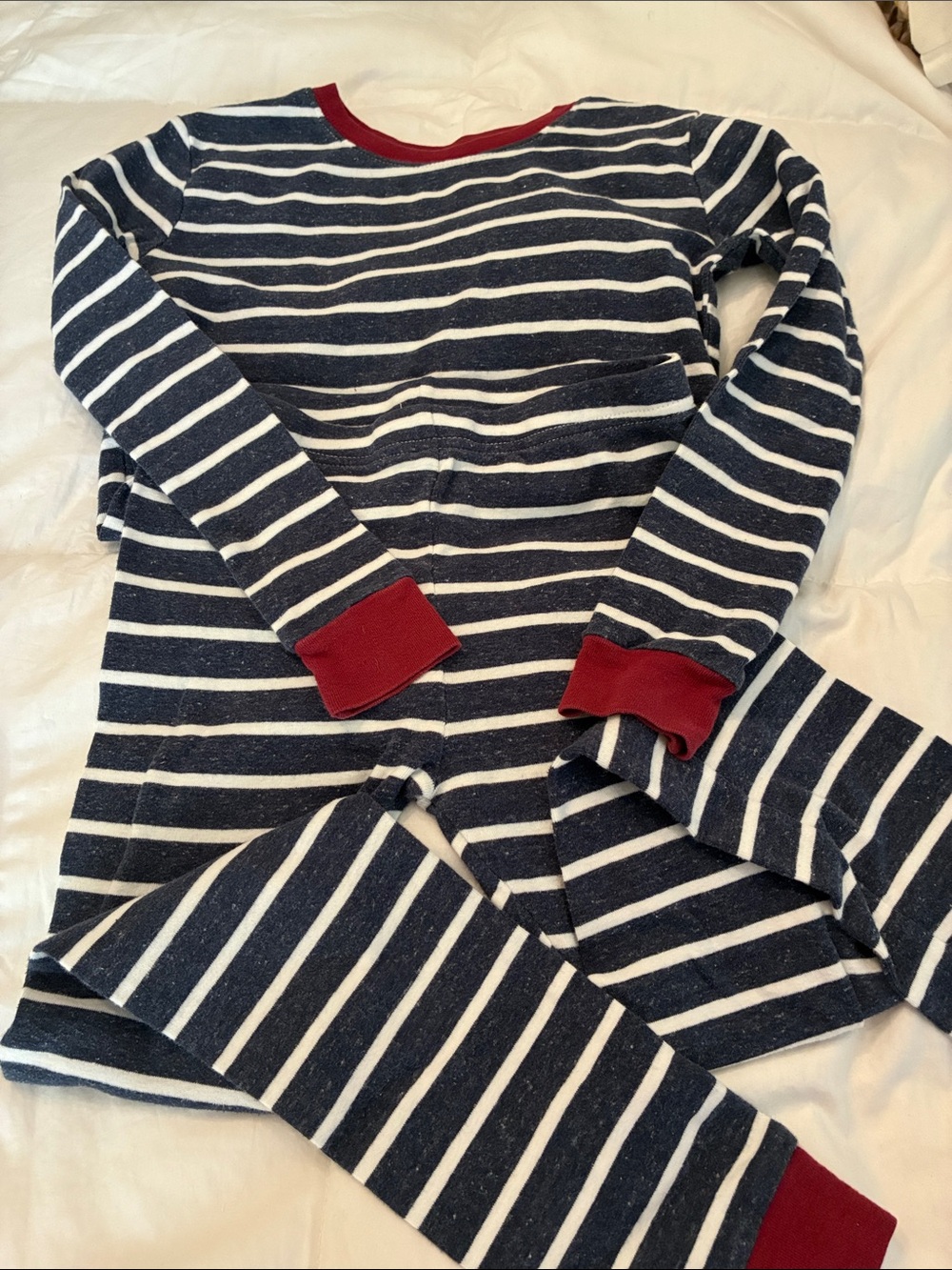 Carter's Navy and White Striped Pajama Set with Red Trim